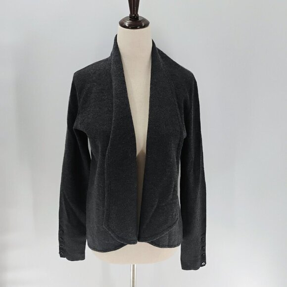 Loft Women's Gray Open Front Cardigan Sweater Size S merino wool blazer - Picture 3 of 13